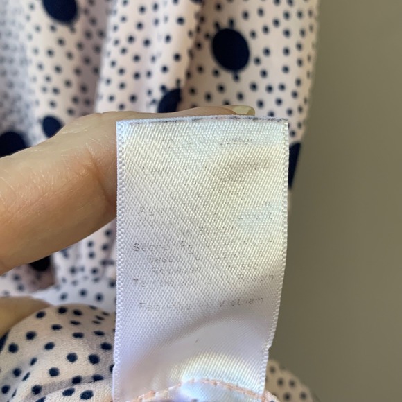 Talbots‎ pink/navy polka dots gathered high neckline sleeveless blouse. Size 2X - Picture 11 of 11
